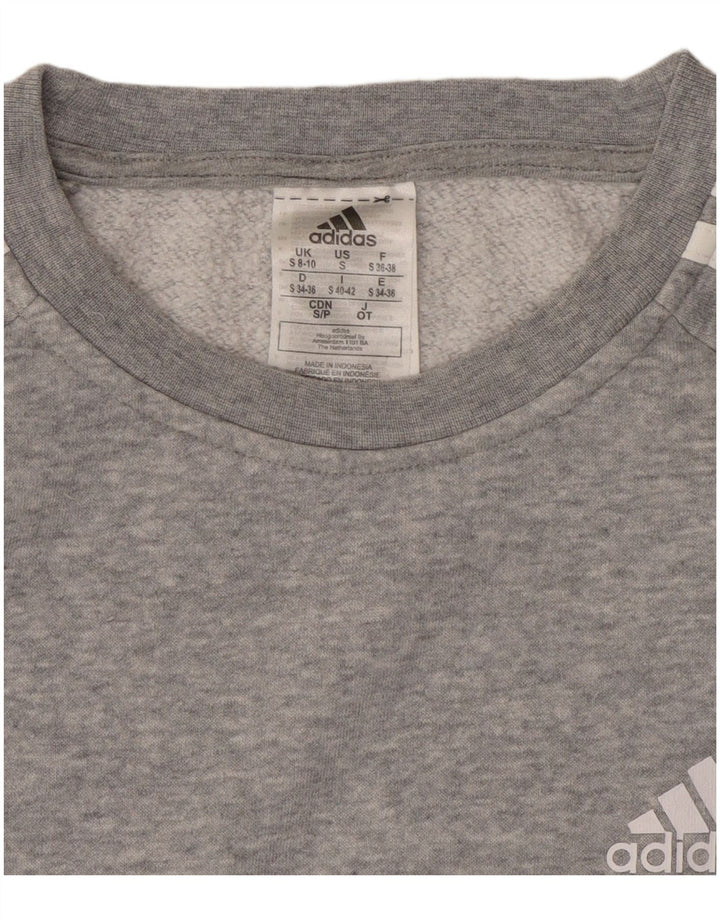 ADIDAS Sweat-shirt surdimensionné pour femme UK 8/10 Petit gris moucheté