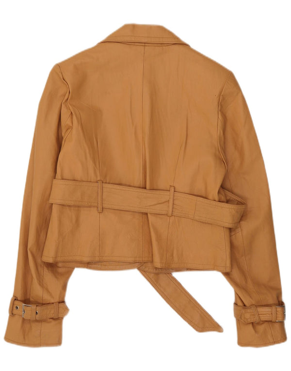 Veste en cuir femme vintage UK 12 Cuir Beige Moyen