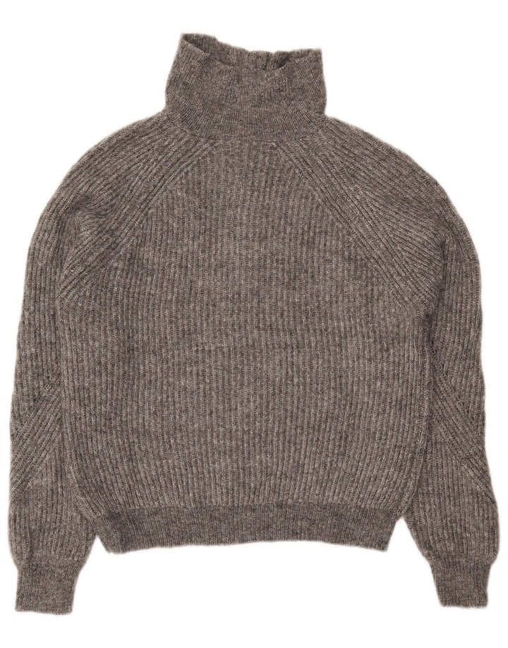 MARKS & SPENCER Womens Zip Neck Jumper Sweater UK 10 Small Grey Acrylic
