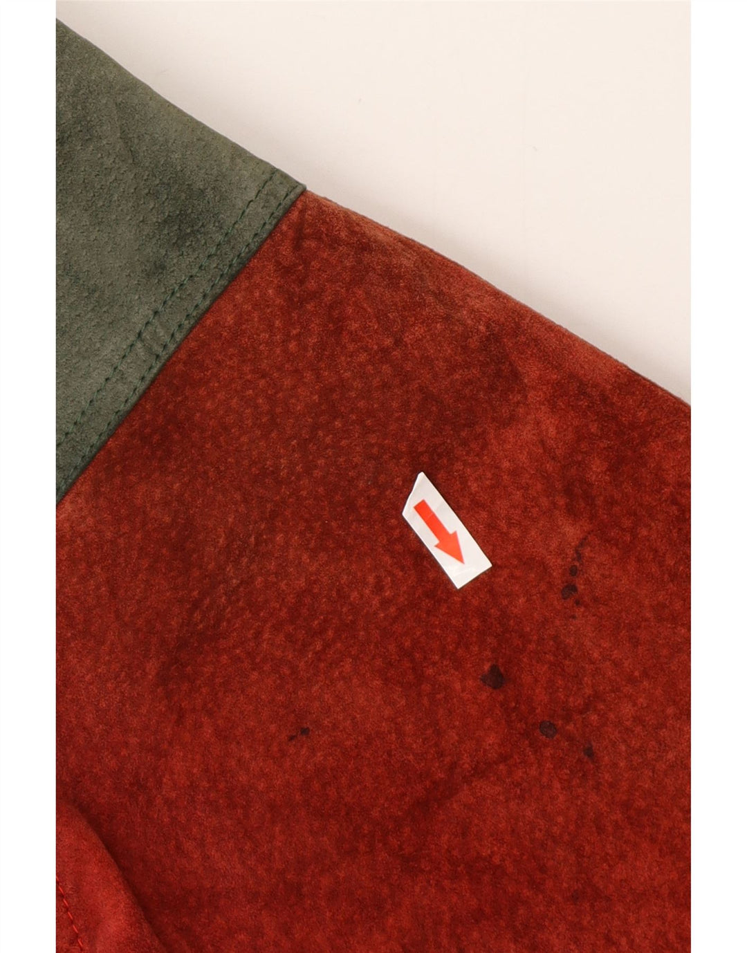 VINTAGE Veste bomber en daim coupe ample pour homme UK 38 Colorblock rouge moyen