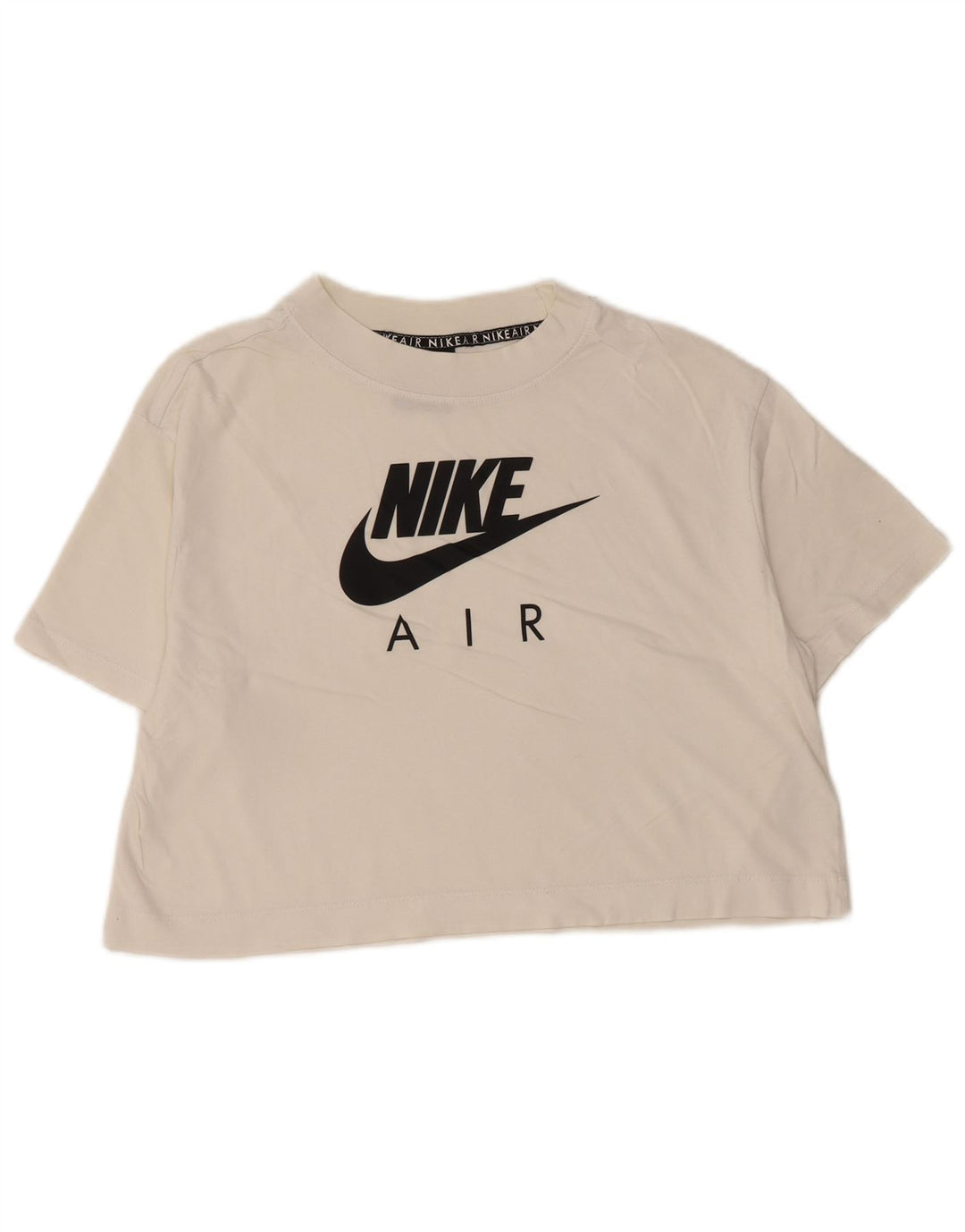 NIKE Womens Crop Oversize Graphic T-Shirt Top UK 10 Petit Coton Blanc