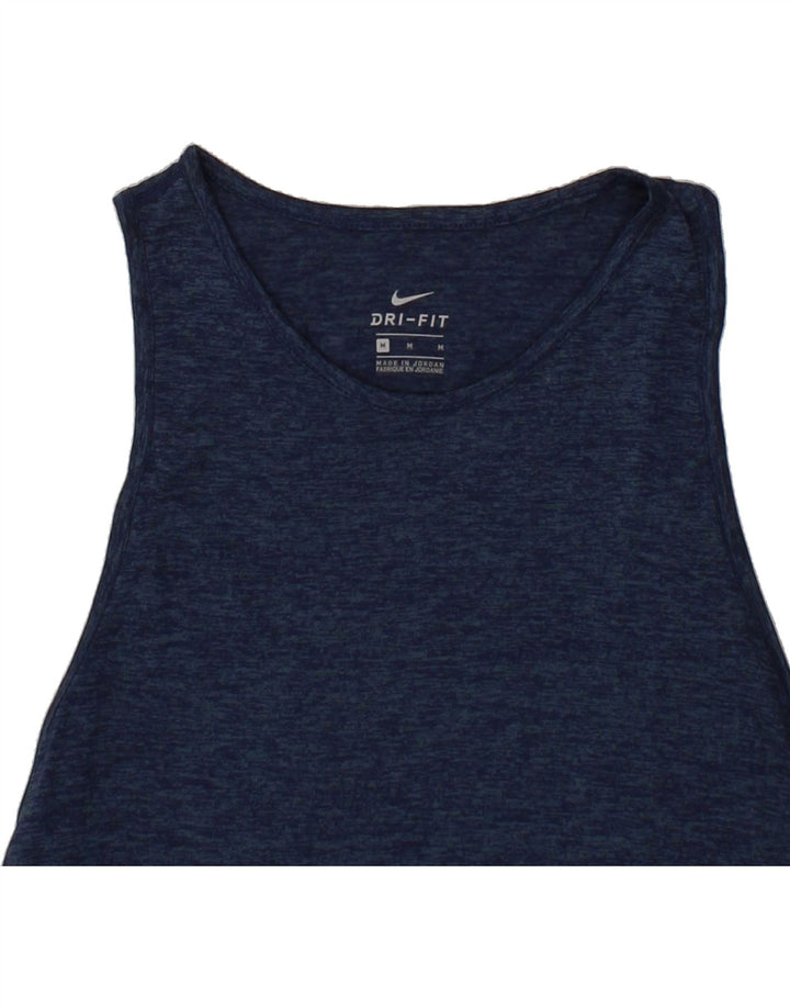 NIKE Womens Vest Top UK 14 Medium Navy Blue Flecked Polyester Vintage Nike and Second-Hand Nike from Messina Hembry 