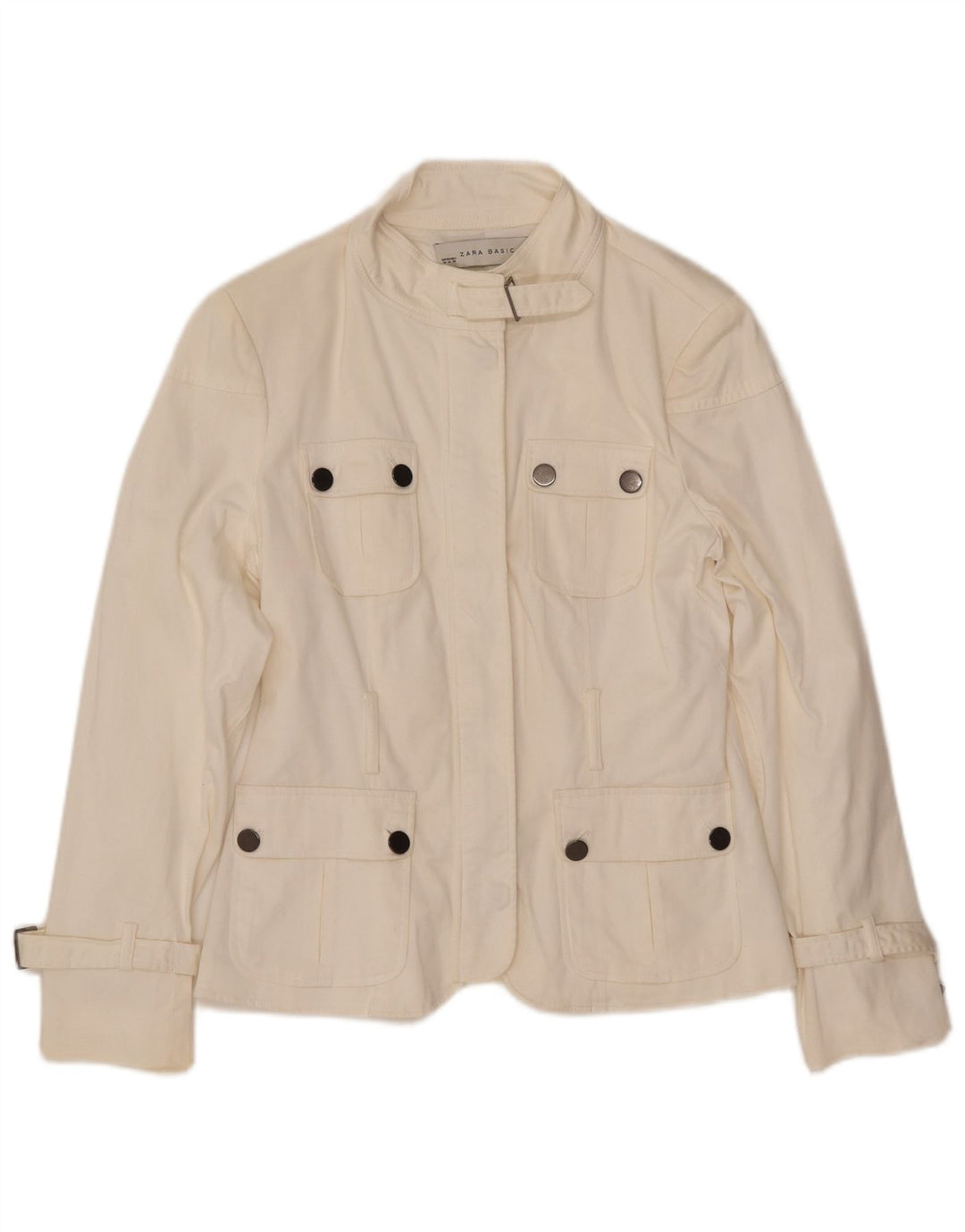 Veste utilitaire femme ZARA UK 12 coton blanc moyen