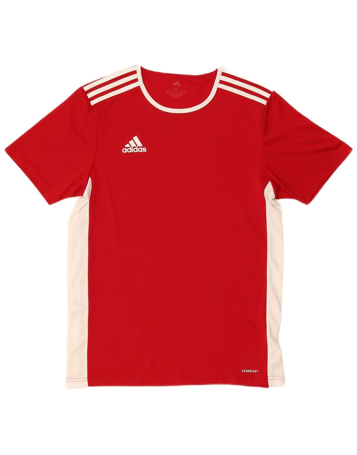 Adidas Homme Aeroready T-Shirt Top Rouge Moyen Polyester Colorblock