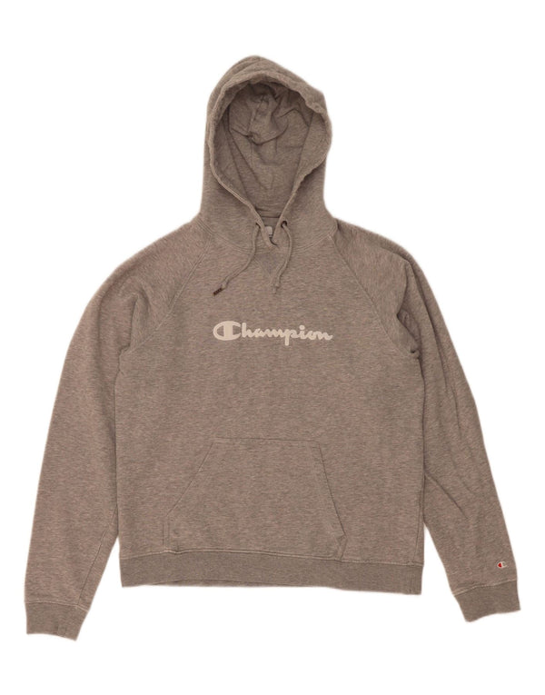 Champion Pull à capuche graphique pour femme UK 14 Gris moyen Coton