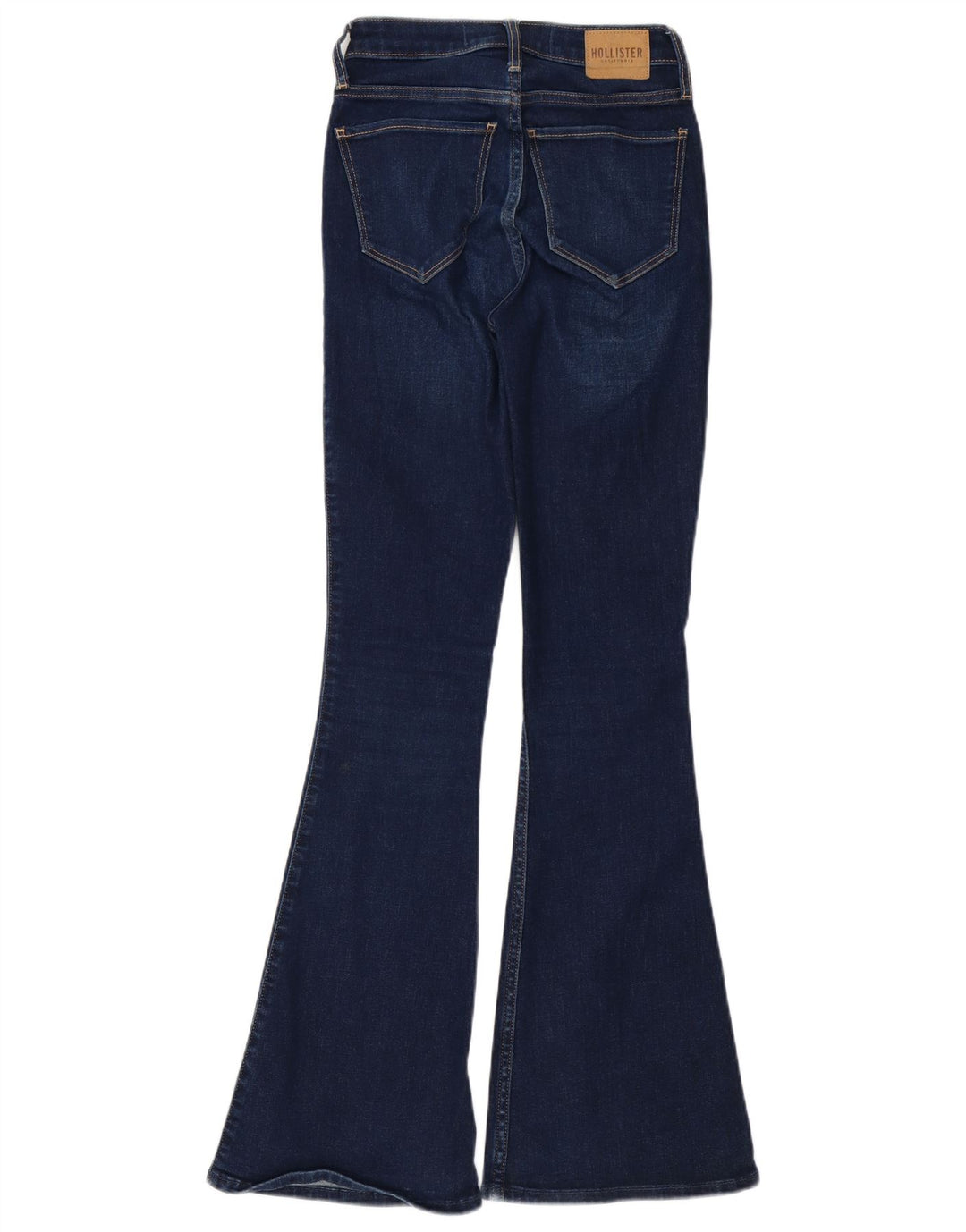 HOLLISTER Jean évasé taille haute courbé pour femme W24 L32 Bleu marine Coton