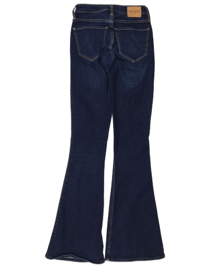 HOLLISTER Jean évasé taille haute courbé pour femme W24 L32 Bleu marine Coton