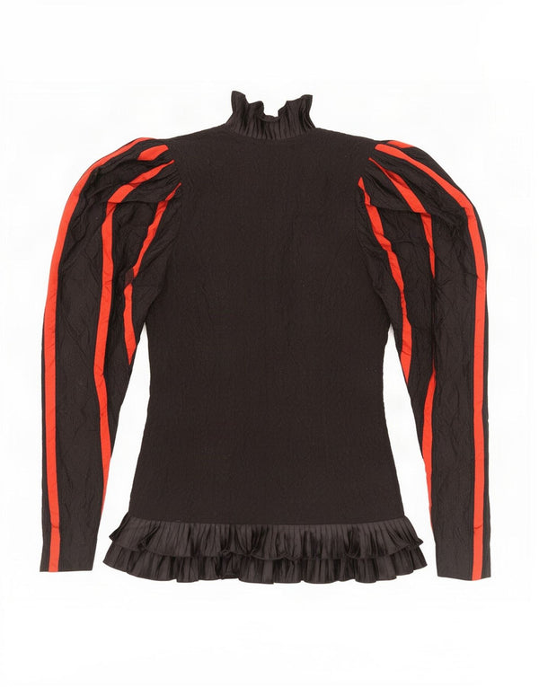 vintage Femme Open Blazer Veste UK 12 Moyen Noir Rayé