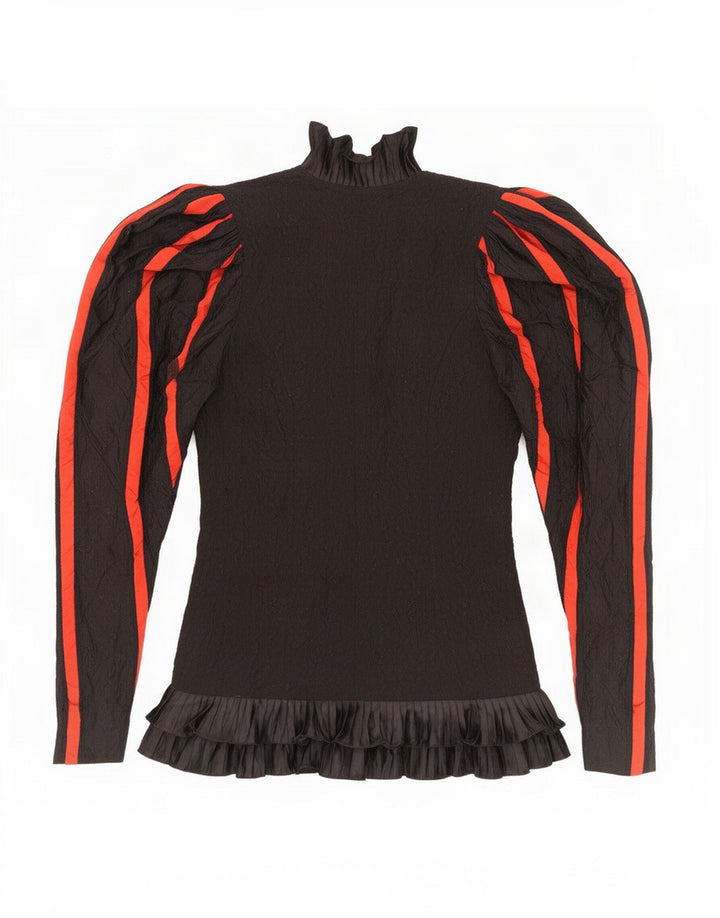 vintage Femme Open Blazer Veste UK 12 Moyen Noir Rayé