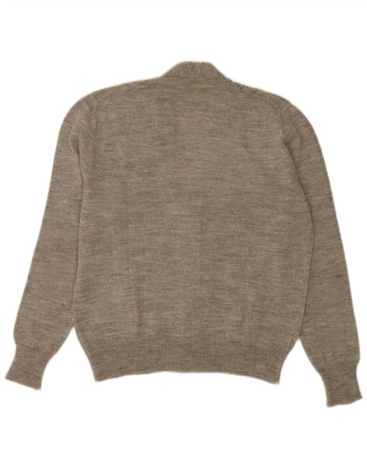 vintage Mens Cardigan Sweater Moyen Gris Moucheté