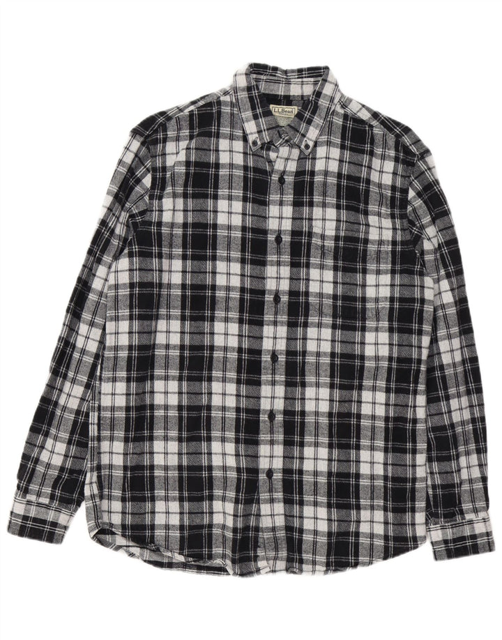 L.L.Bean Chemise en flanelle légèrement ajustée pour homme en coton à carreaux noir moyen