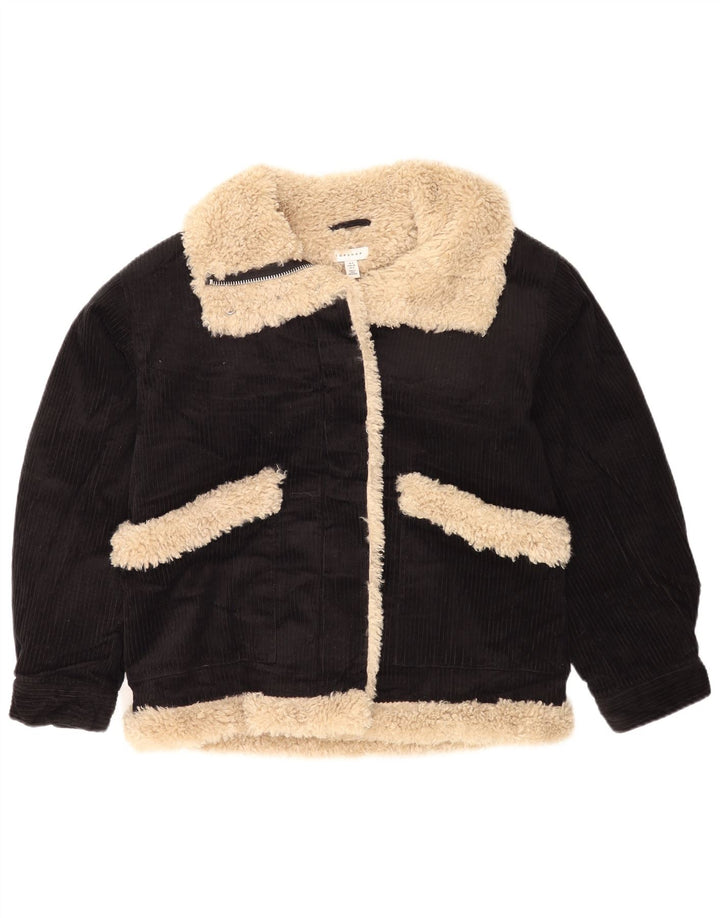 Topshop Veste surdimensionnée en velours côtelé pour femme UK 8 Small Black Colourblock