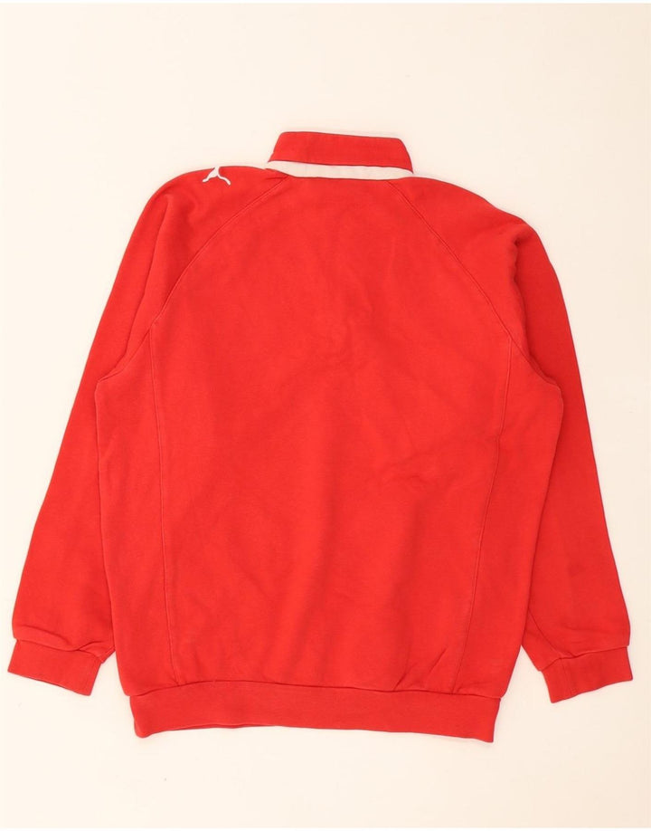 Puma Sweat-shirt à col zippé pour garçon 13-14 ans Rouge Colorblock Coton