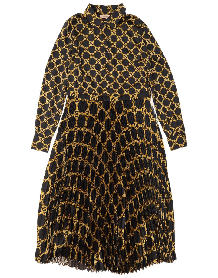 Twinset Robe longue à manches longues à motif abstrait pour femme UK 44 Noir moyen