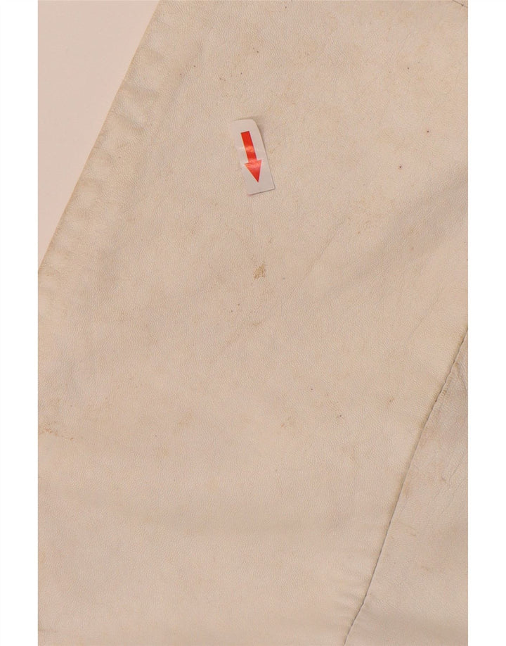 vintage Femme Cuir 2 Pièces Jupe Ensemble UK 12 Moyen W26 Off White