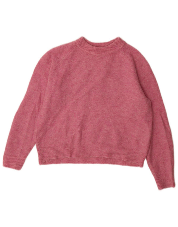 Zara Pull surdimensionné à col rond pour femme UK 10 Petit nylon rose