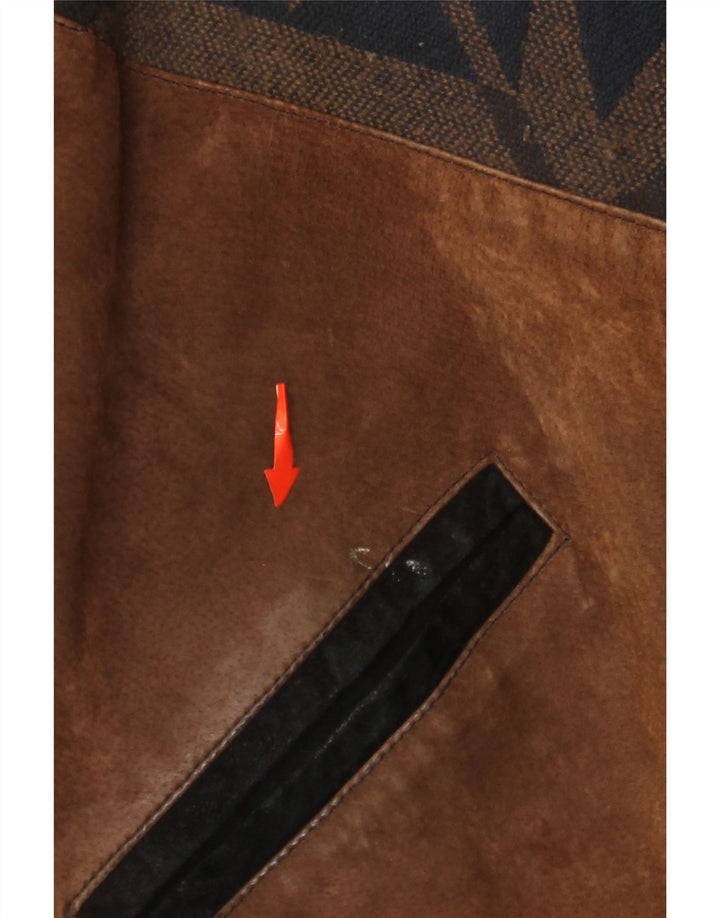 VINTAGE Veste en daim homme UK 42 XL Cuir colorblock marron