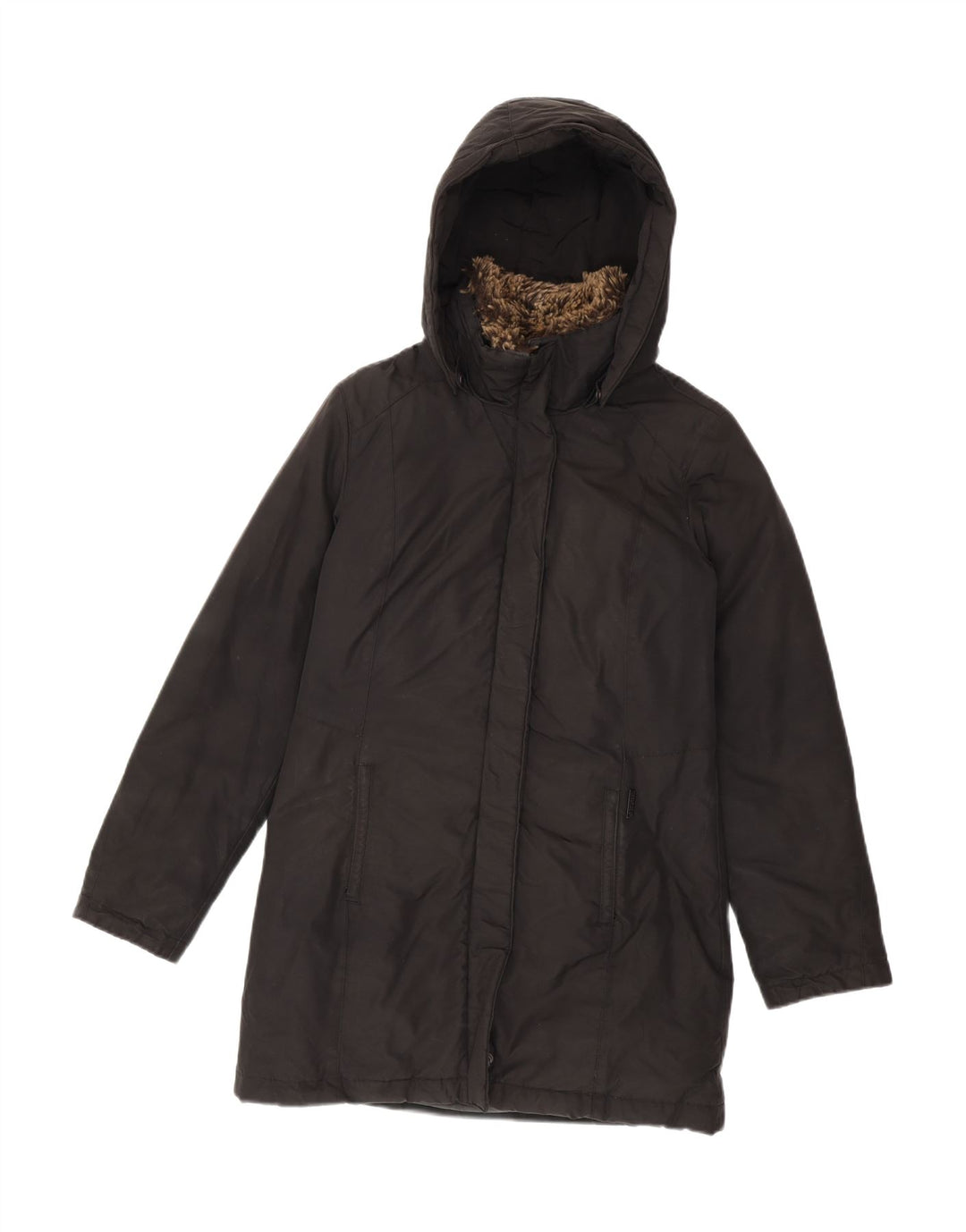 Woolrich Manteau rembourré à capuche pour femme UK 10 Small Noir Polyester