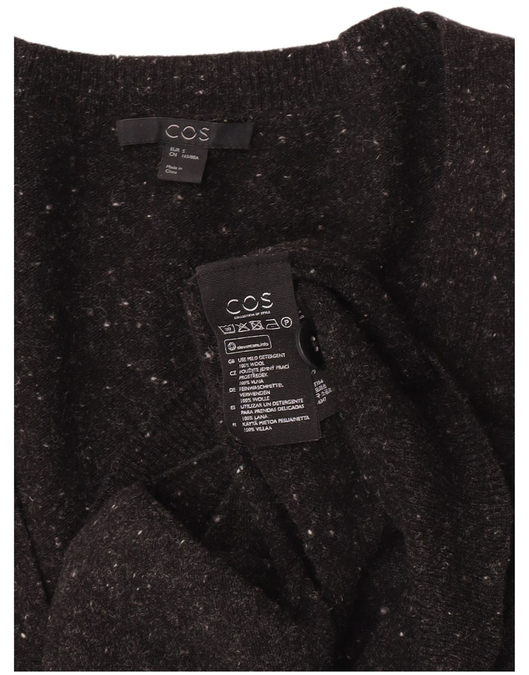 Cos Cardigan surdimensionné pour femme UK 10 Petite laine mouchetée noire