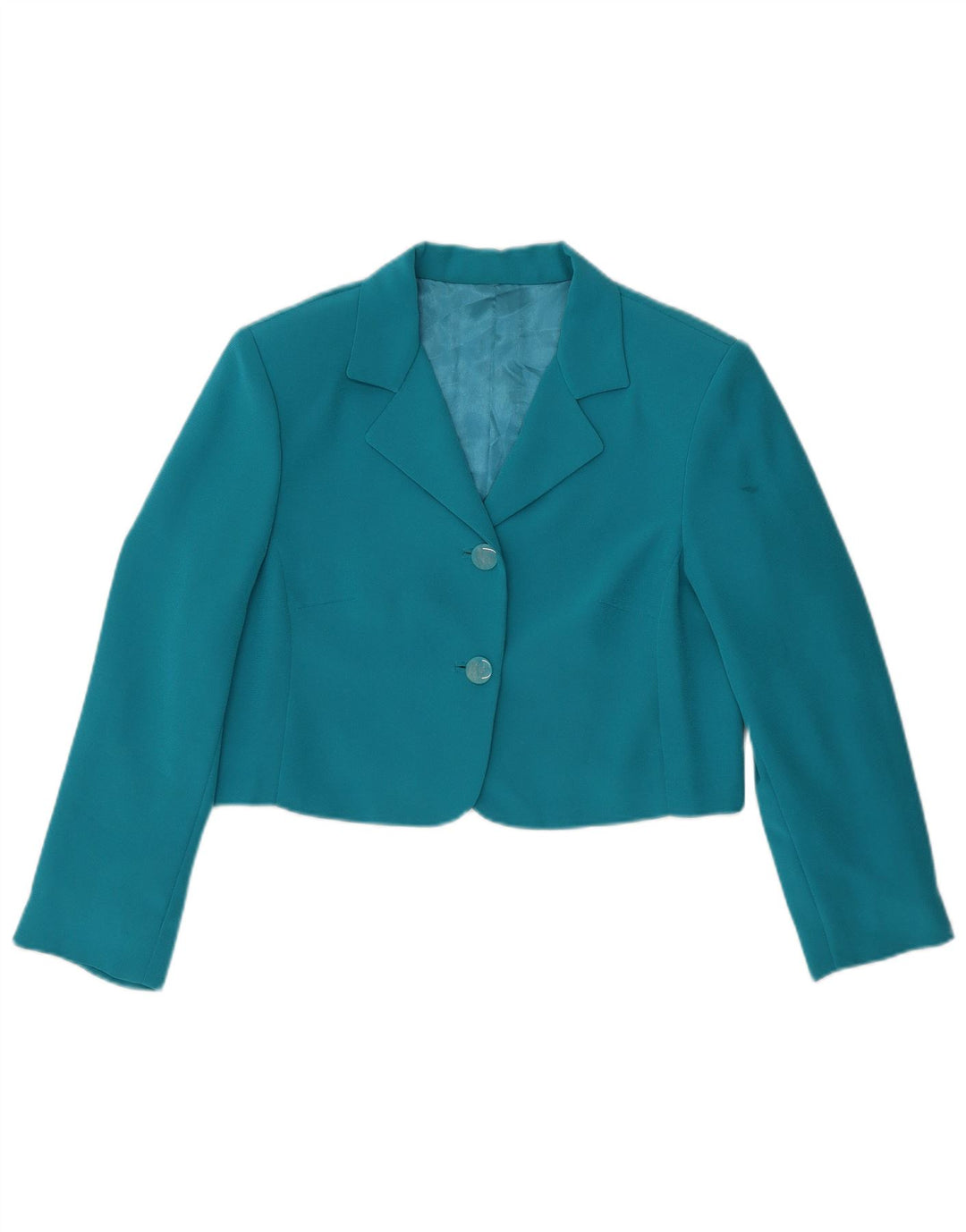 vintage Femme Crop Blazer Veste UK 12 Bleu Moyen