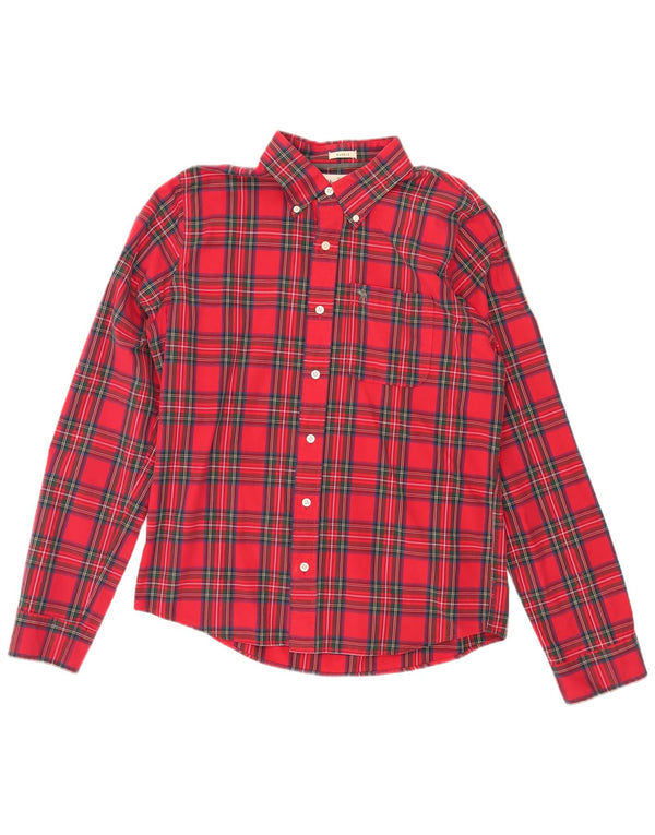 Abercrombie & Fitch Chemise en flanelle musculaire pour homme XL Rouge à carreaux en coton