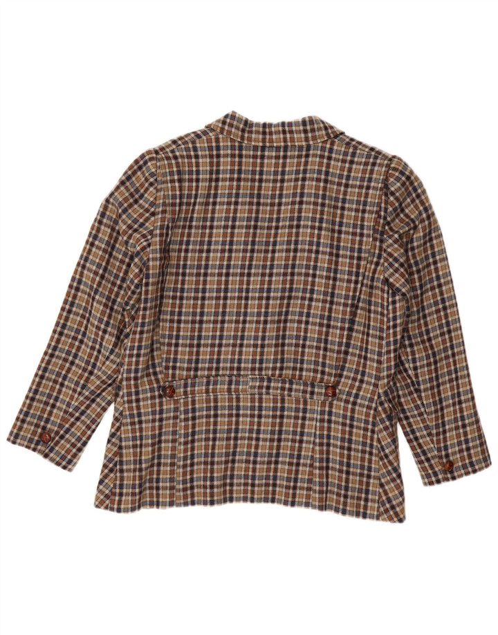 vintage Femme 2 Bouton Blazer Veste UK 14 Moyen Beige Check