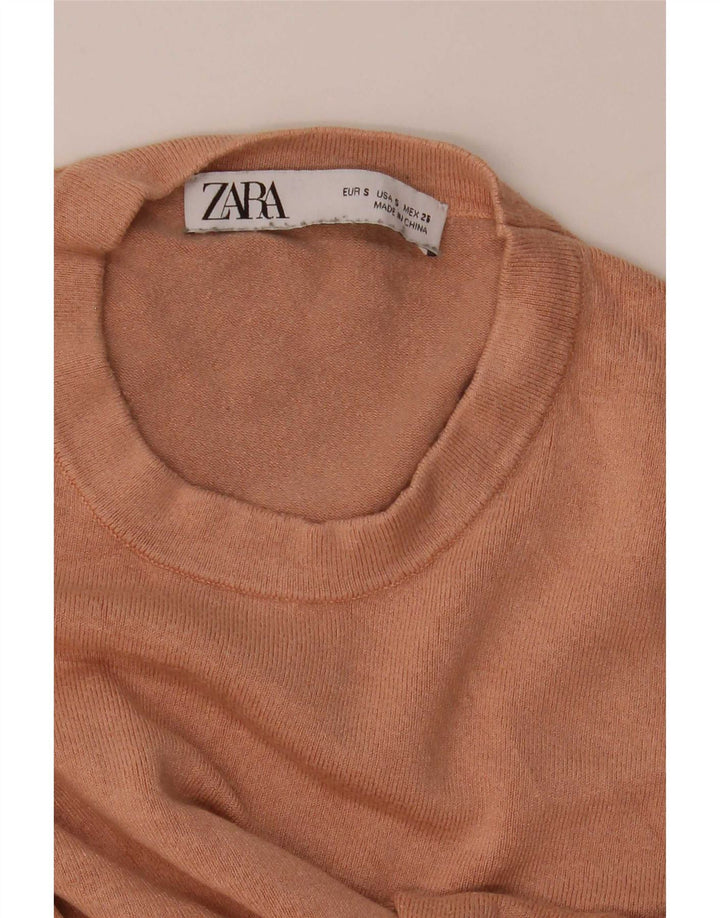 Zara Pull à col rond pour femme UK 8 Small Marron