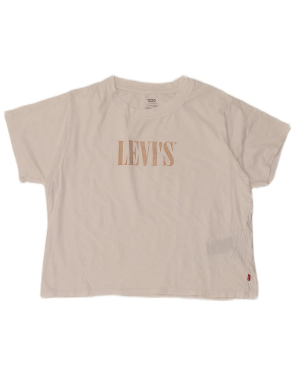 Levi's T-Shirt Graphique Oversize Femme UK 10 Petit Blanc Coton