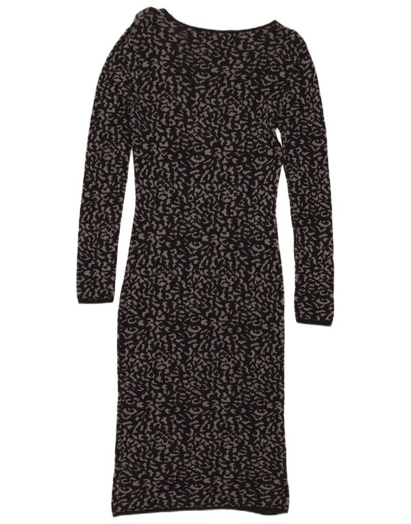 Oasis Robe pull à manches longues pour femme UK 42, imprimé animal noir moyen