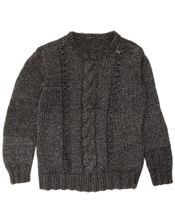vintage Womens Crew Neck Jumper Pull UK 16 Grand Gris