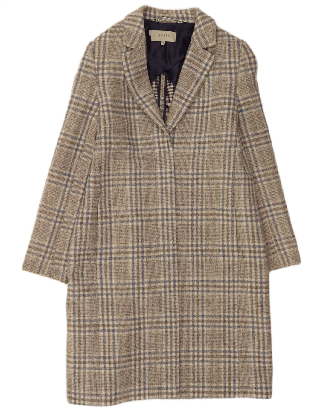 Hobbs Manteau Femme UK 16 Grand Gris Check Acrylique