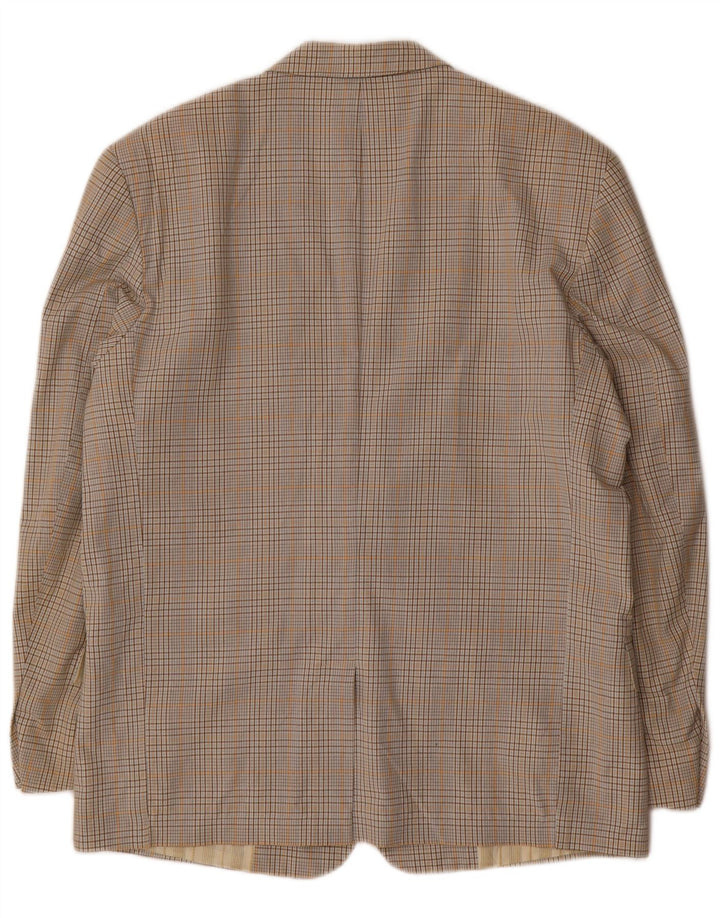 Stefanel Veste blazer à 2 boutons pour homme IT 48 en coton à carreaux beige moyen