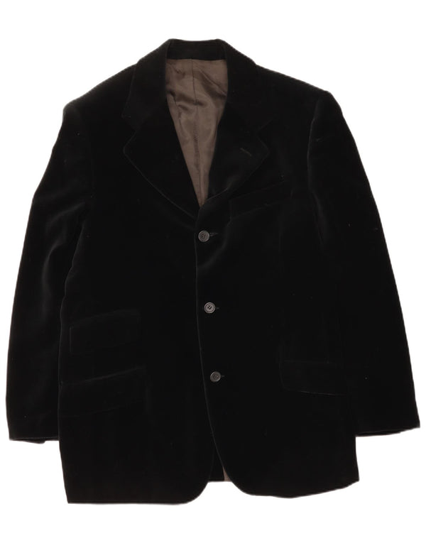vintage Mens 3 Bouton Velours Blazer Veste UK 38 Moyen Noir