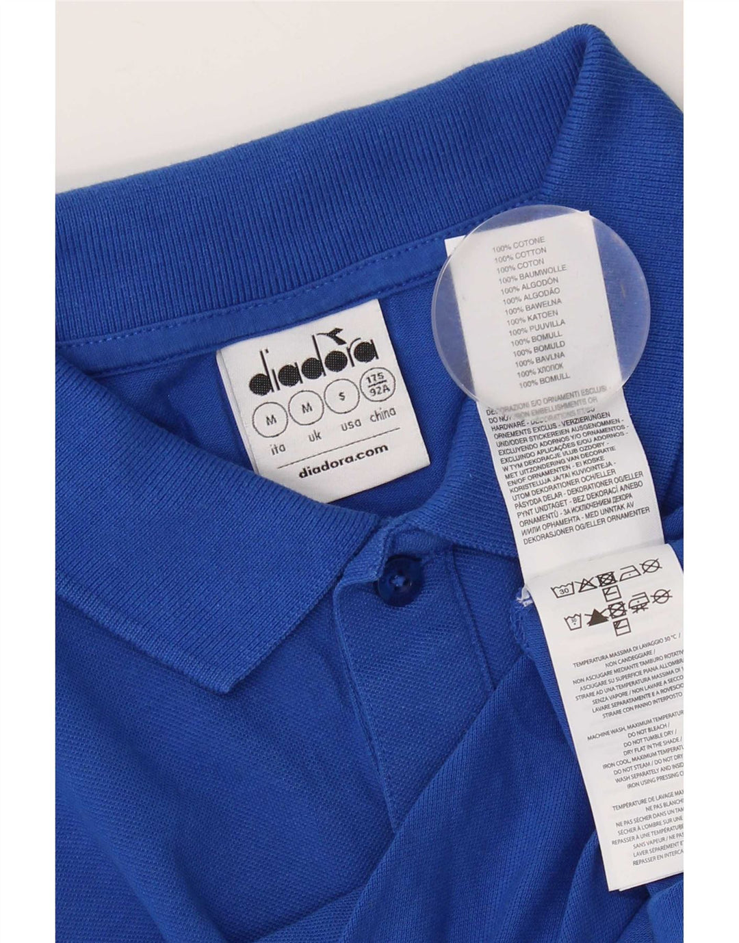 Diadora Polo Homme Bleu Moyen Coton