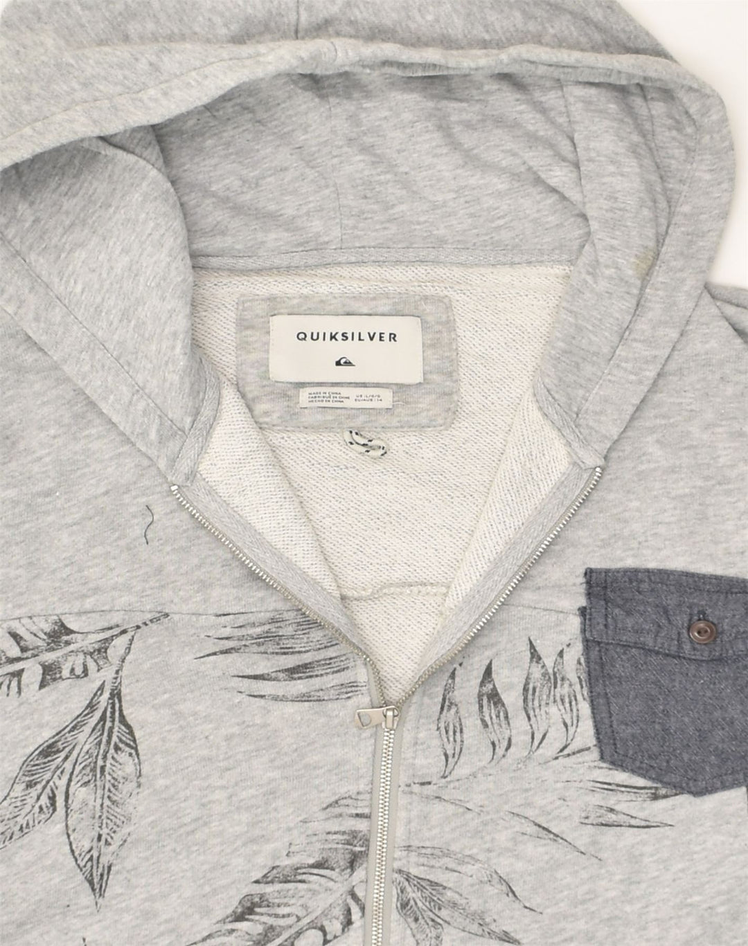 QUIKSILVER Girls Zip Hoodie Sweater 13-14 Years Grey Floral Cotton | Vintage Quiksilver | Thrift | Second-Hand Quiksilver | Used Clothing | Messina Hembry 