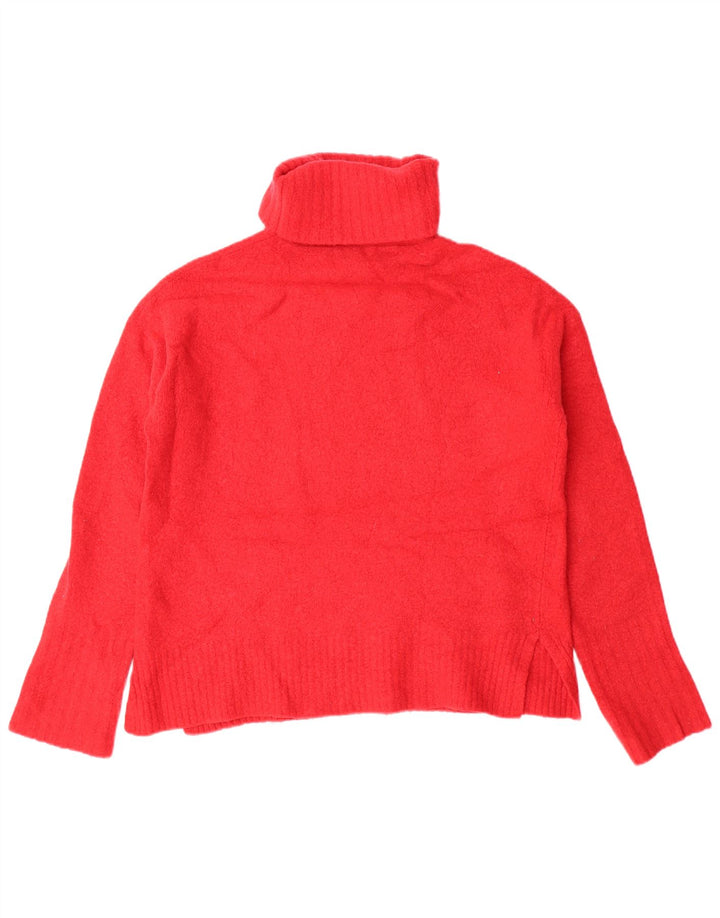 WHISTLES Pull surdimensionné à col roulé pour femme UK 10 Petite laine rouge