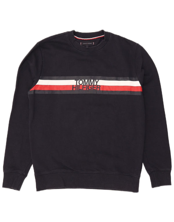 TOMMY HILFIGER Sweat-shirt graphique pour homme Large Bleu marine Colourblock