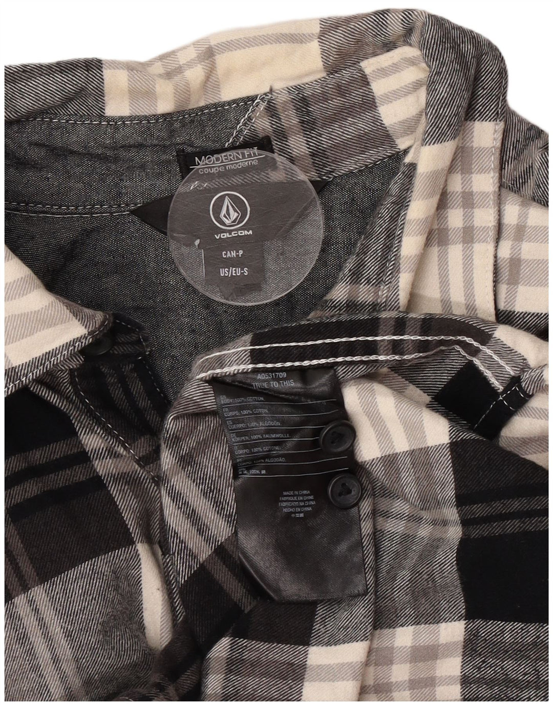 Volcom Chemise en flanelle coupe moderne pour hommes, petit coton à carreaux noir