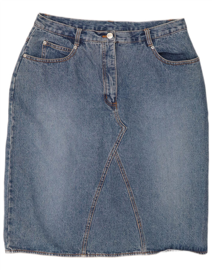 VINTAGE Jupe en jean taille haute femme UK 18 XL W32 Bleu