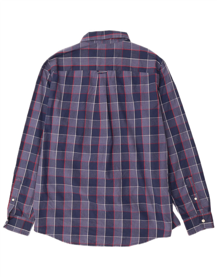 Chaps Chemise Homme Facile d'entretien Grand Carreau Bleu Marine en Coton