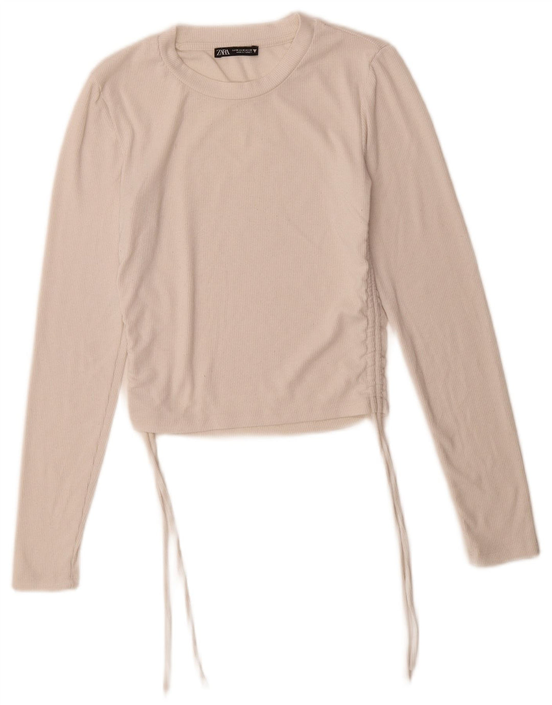 Zara Womens Crop Top Manches Longues UK 14 Moyen Blanc