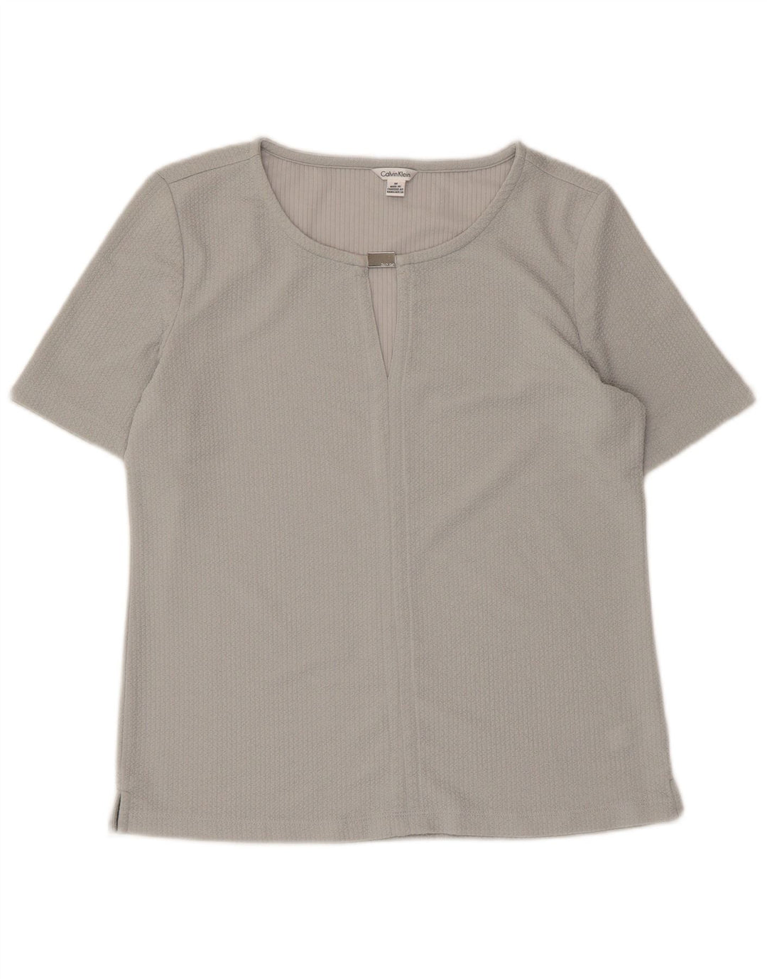 CALVIN KLEIN Femme Chemisier Top UK 44 Gris Moyen Polyester