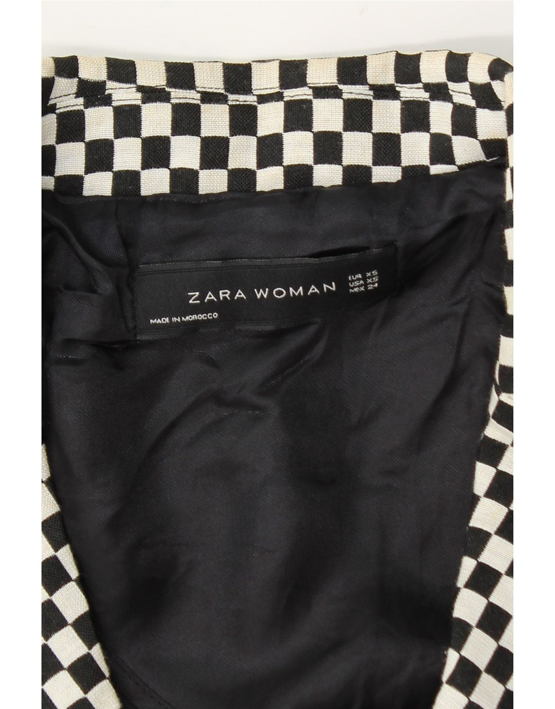 Zara Womens Crop Double Breasted Blazer Jacket UK 6 XS Noir Géométrique