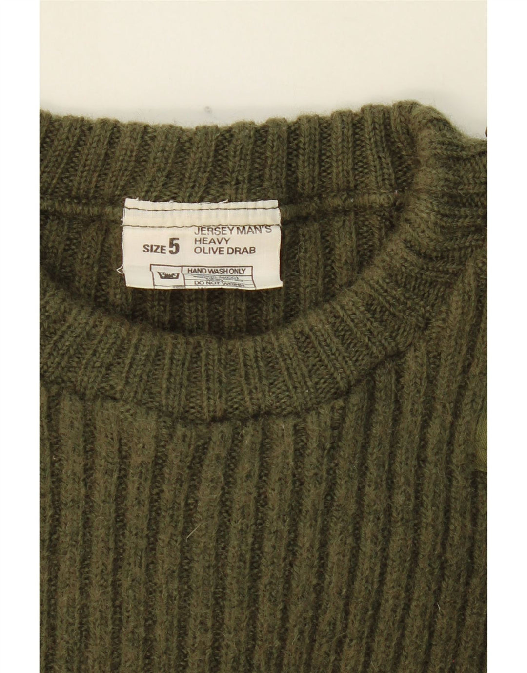 VINTAGE Mens Crew Neck Jumper Sweater Small Khaki Vintage Vintage and Second-Hand Vintage from Messina Hembry 