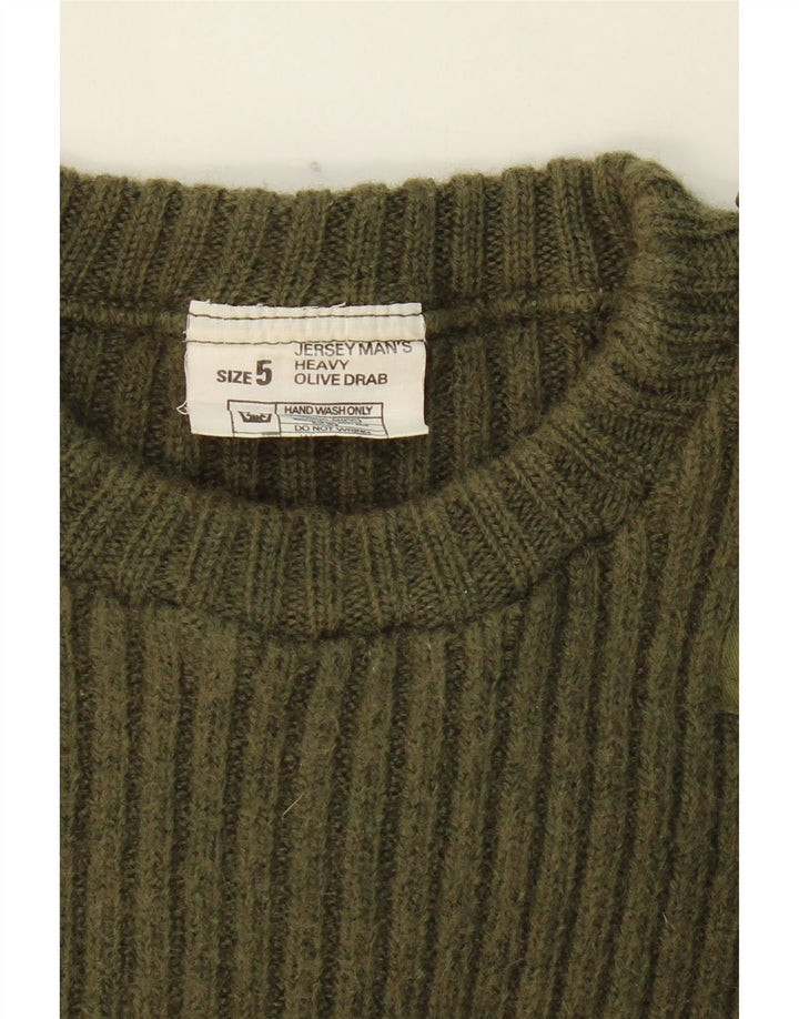 VINTAGE Mens Crew Neck Jumper Sweater Small Khaki Vintage Vintage and Second-Hand Vintage from Messina Hembry 