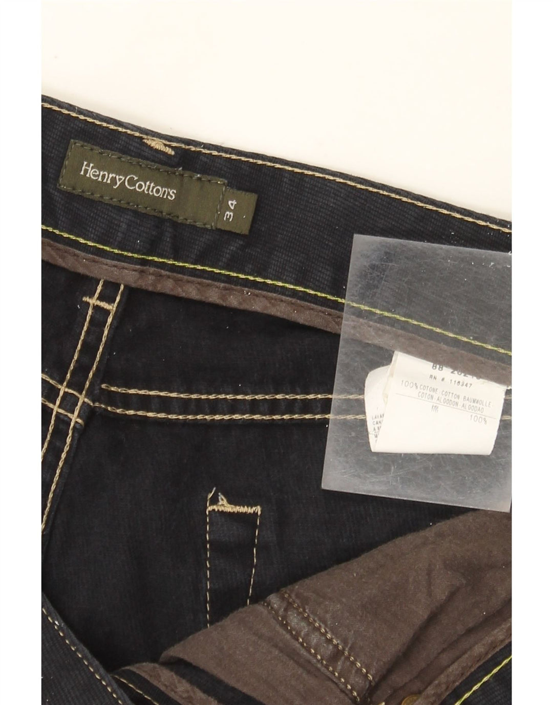 Henry Cottons Jean droit homme W34 L29 bleu marine coton