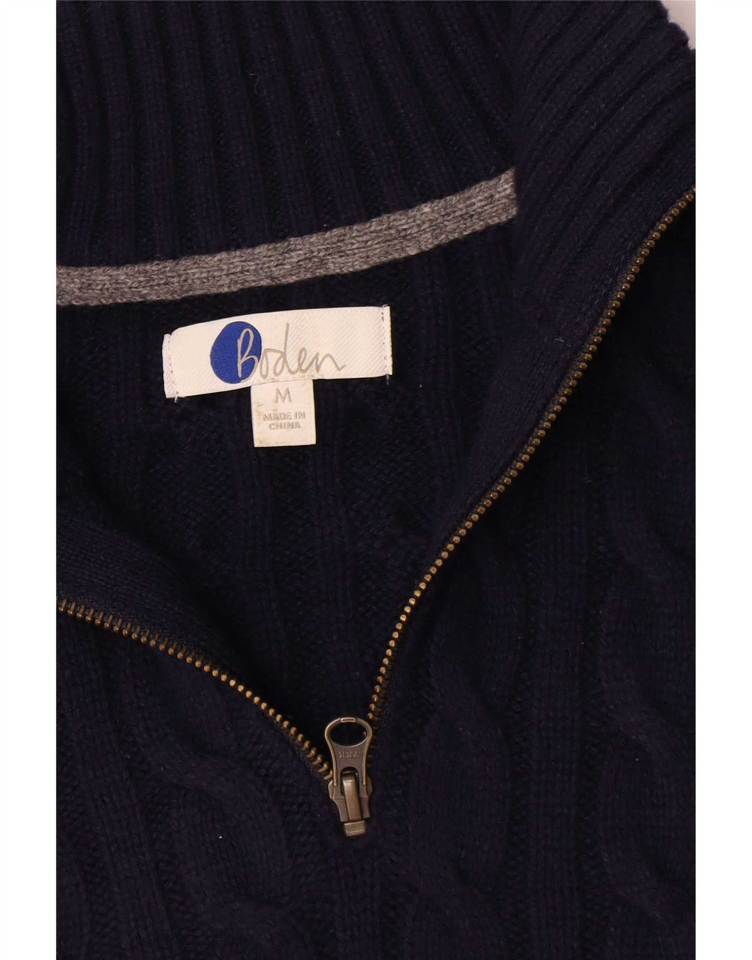Pull Boden Homme Col Zippé Laine Bleu Marine Moyen