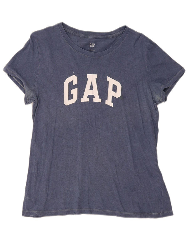 Gap Womens Graphic T-Shirt Top UK 14 Large Bleu Marine Coton