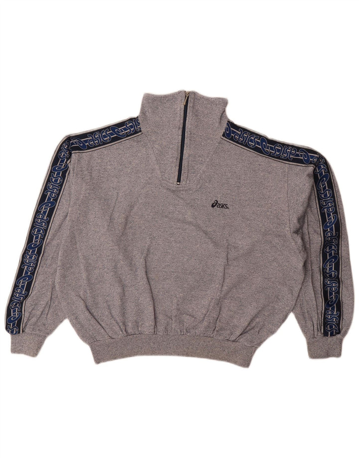 Asics Sweat-shirt graphique pour femme UK 16 Large Gris Colorblock