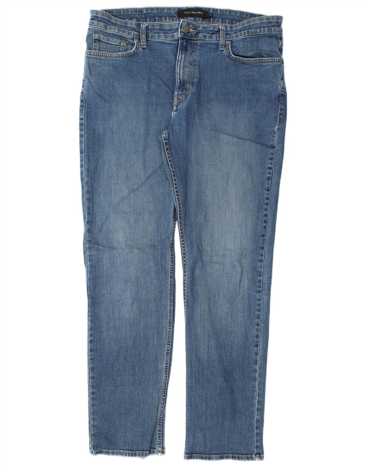 CALVIN KLEIN Jean droit homme W36 L32 bleu coton
